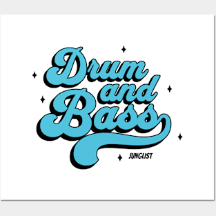 DRUM AND BASS  - Junglist Signature Font (Black/Blue) Posters and Art